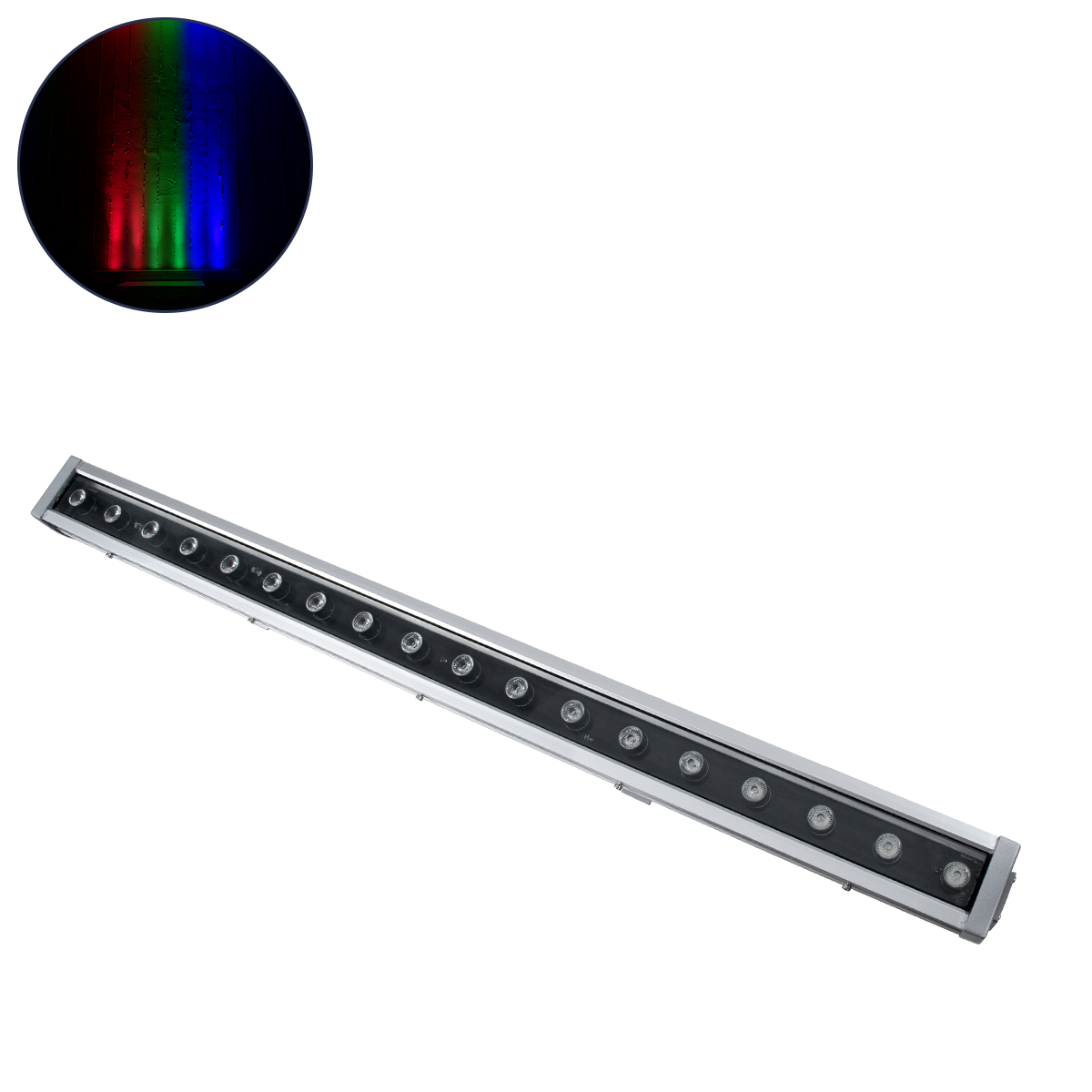 LEDTM® WASHER-DAIA S-90995 Μπάρα Φωτισμού Wall Washer LED 54W 5400lm 30° AC 230V Αδιάβροχο IP65 Μ100 x Π7.5 x Υ7cm Πολύχρωμο RGB DMX512 Display on Body - Ασημί - Image 2