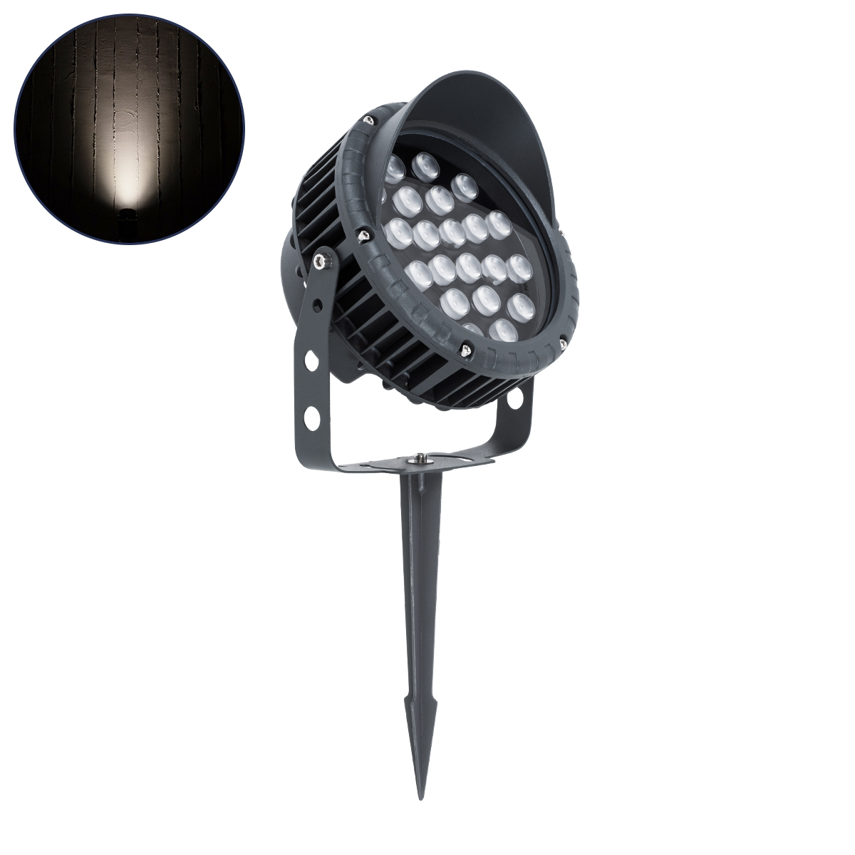 LEDTM® TREELIGHT-VINA 90361 Σποτ Φωτισμού με Αντιθαμβωτική Γρίλια Ειδικό για Φυτά - Δέντρα με Βάση Κήπου / Καρφωτό LED 24W 2280lm 10° DC 24V Αδιάβροχο IP65 L21.5 x W18.3 x H14cm Φυσικό Λευκό 4500K - Γκρι Ανθρακί - 3 Years Warranty - Image 2