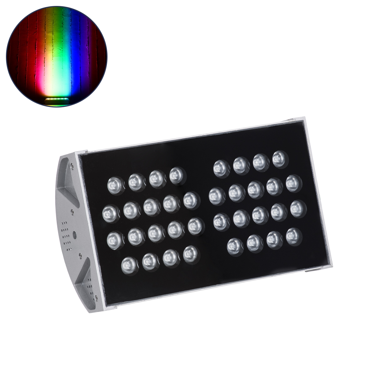 LEDTM® FLOOD-TENA 90222 Προβολέας Wall Washer για Φωτισμό Κτιρίων LED 72W 6120lm 10° DC 24V Αδιάβροχο IP65 L29.8 x W15.5 x H18cm RGBW DMX512 - Ασημί - 3 Years Warranty - Image 2