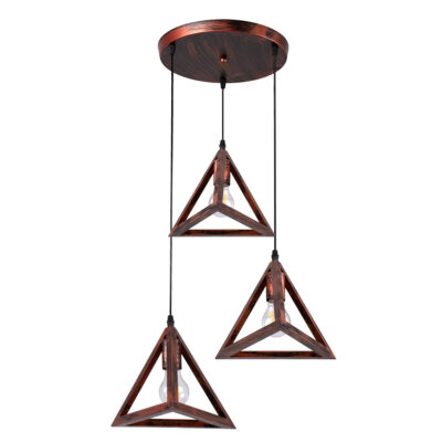 Alternative view of LEDTM® TRIANGLE 00618 Μοντέρνο Κρεμαστό Φωτιστικό Οροφής με Ντουί 3 x E27 AC 220-240V IP20 - Χάλκινο - Μ49 x Π49 x Y130cm