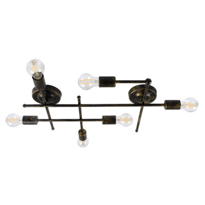 Alternative view of LEDTM® PIPING 00666-1 Vintage Φωτιστικό Οροφής με Ντουί 6 x E27 AC 220-240V IP20 - Μπρούτζινο - Μ66 x Π9.5 x Υ49cm