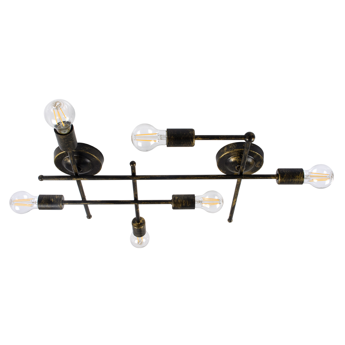 LEDTM® PIPING 00666-1 Vintage Φωτιστικό Οροφής με Ντουί 6 x E27 AC 220-240V IP20 - Μπρούτζινο - Μ66 x Π9.5 x Υ49cm - Image 2