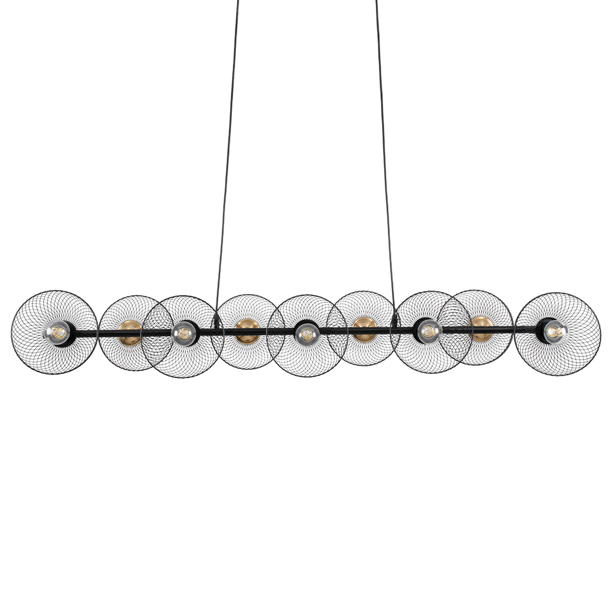 LEDTM® VERONA 00588 Μοντέρνο Κρεμαστό Φωτιστικό Οροφής με Ντουί 9 x E27 AC 220-240V IP20 - Μαύρο & Χρυσό - Μ140 x Π28 x Υ20cm - Image 2