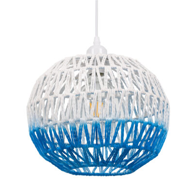 Alternative view of LEDTM® SANTOR 00728 Boho Κρεμαστό Φωτιστικό Οροφής με Ντουί 1 x E27 AC 220-240V IP20 - Λευκό & Μπλε - Μ30 x Π30 x Υ30cm