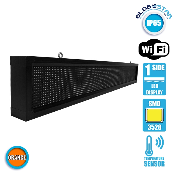 LEDTM® DISPLAY 90264 Κυλιόμενη Ψηφιακή Επιγραφή P10 Μονής Όψης LED AC 220-240V Αδιάβροχο IP54 Πορτοκαλί - WiFi Control μέσω FK APP - Αισθητήρας Θερμοκρασίας & Υγρασίας - Μ168 x Π9 x Υ24cm - 2 Χρόνια Εγγύηση - Image 3