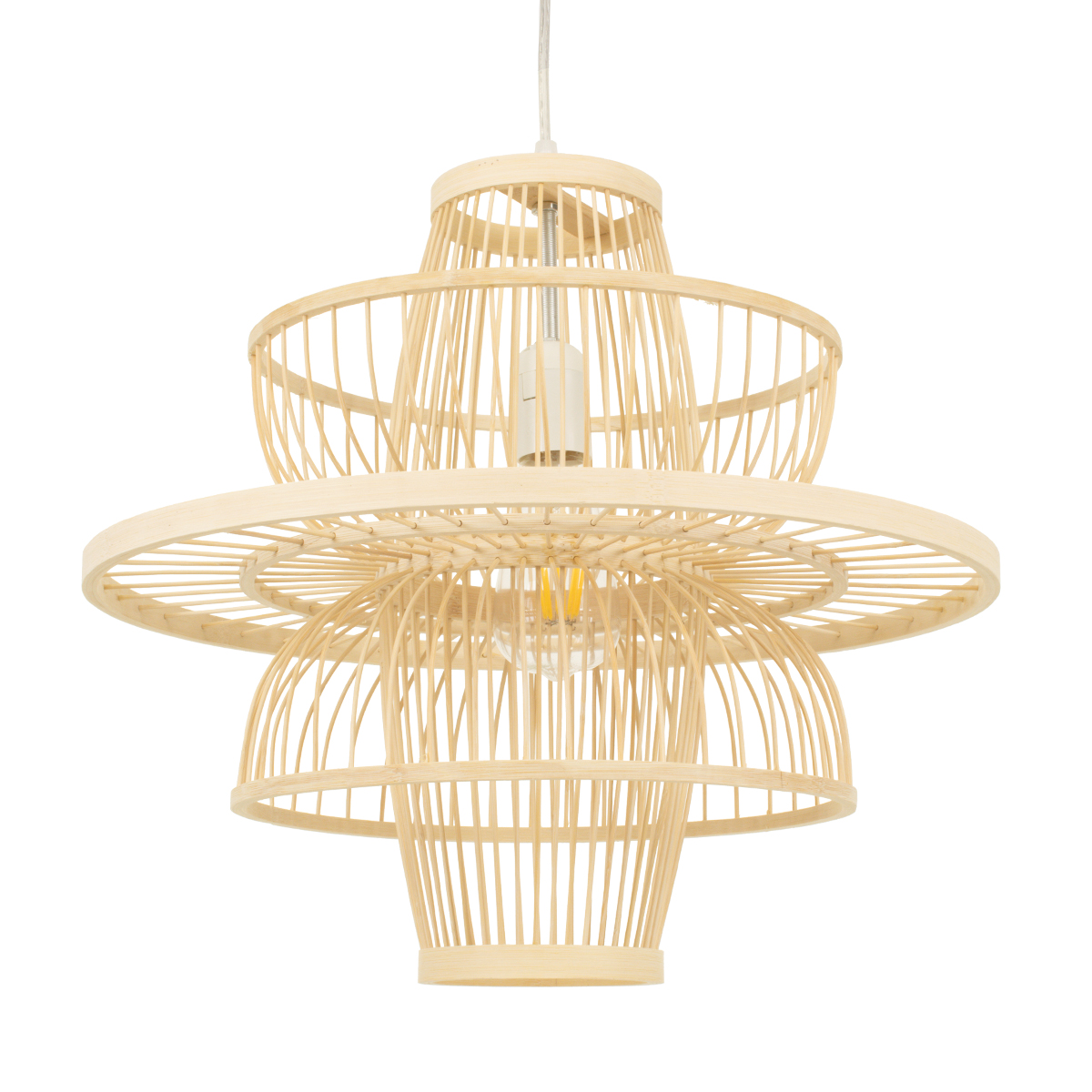 LEDTM® BALI 00861 Boho Κρεμαστό Φωτιστικό Οροφής με Ντουί 1 x E27 AC 220-240V IP20 - Μπεζ - Μ45 x Π45 x Υ42.5cm - Image 2