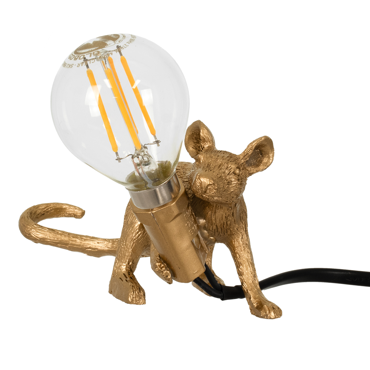 LEDTM® MOUSE 00677 Vintage Επιτραπέζιο Φωτιστικό Πορτατίφ με Ντουί 1 x E12 AC 220-240V IP20 - Χρυσό - Μ13 x Π4 x Υ7cm - Image 2