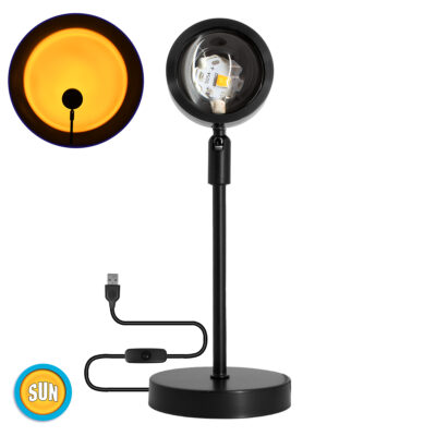 Alternative view of LEDTM® 00814 Επιτραπέζιο Φωτιστικό Πορτατίφ LED 12W 600lm 180° DC 5V IP20 Κίτρινο - Πορτοκαλί SUN EFFECT Μαύρο Μέταλλο με Διάφανο Πλαστικό - Μ10 x Π10 x Υ26.5cm - 2 Xρόνια Εγγύηση