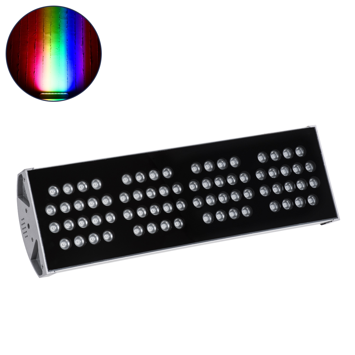 LEDTM® FLOOD-TENA 90226 Προβολέας Wall Washer για Φωτισμό Κτιρίων LED 144W 12240lm 10° DC 24V Αδιάβροχο IP65 L57 x W18 x H19.5cm RGBW DMX512 - Ασημί - 3 Years Warranty - Image 2