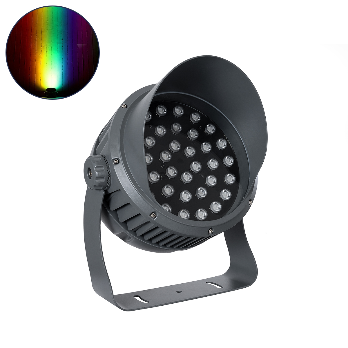 LEDTM® FLOODIMO 90748 Προβολέας Σποτ Wall Washer με Αντιθαμβωτική Γρίλια LED 100W 8000lm 10° DC 24V Αδιάβροχο IP67 Πολύχρωμο RGBW Dimmable DMX512 - Bridgelux SMD Chip - Γκρι Ανθρακί - Μ34 x Π36 x Υ44cm - 3 Χρόνια Εγγύηση - Image 2