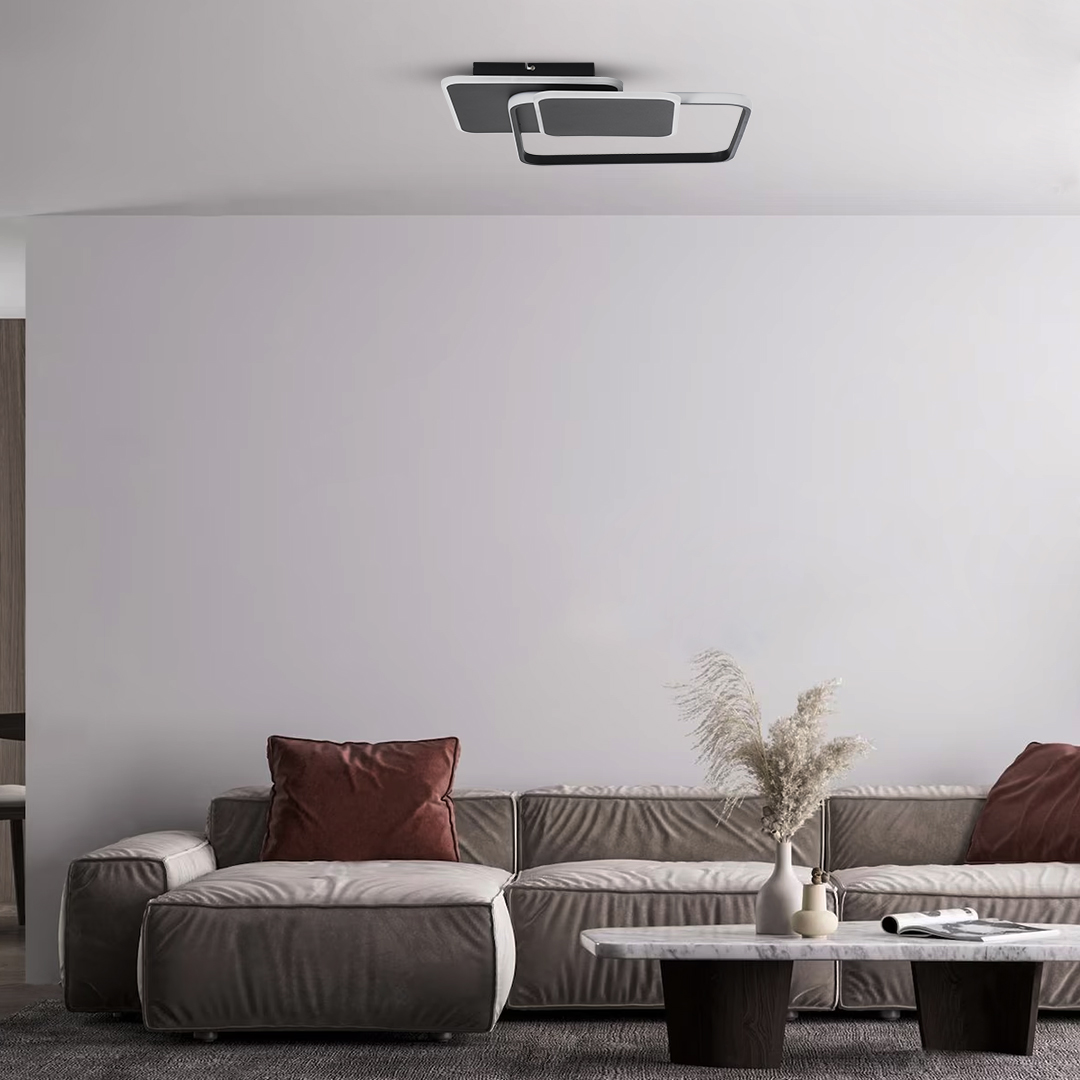 LEDTM® SQUARO 61231 Μοντέρνο Φωτιστικό Οροφής LED 75W 8400lm 360° AC 220-240V IP20 Ρυθμιζόμενο Λευκό CCT με Χειριστήριο από 2700K έως 6000K Dimmable - Lumileds SMD Chip - Μαύρο Ματ - Μ48.5 x Π51 x Υ9cm - 3 Χρόνια Εγγύηση - Image 11