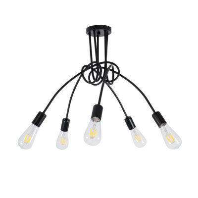 Alternative view of LEDTM® PAULELI 01127 Μοντέρνο Φωτιστικό Οροφής με Ντουί 5 x E27 AC 220-240V IP20 - Μαύρο - Μ76 x Π76 x Υ45cm