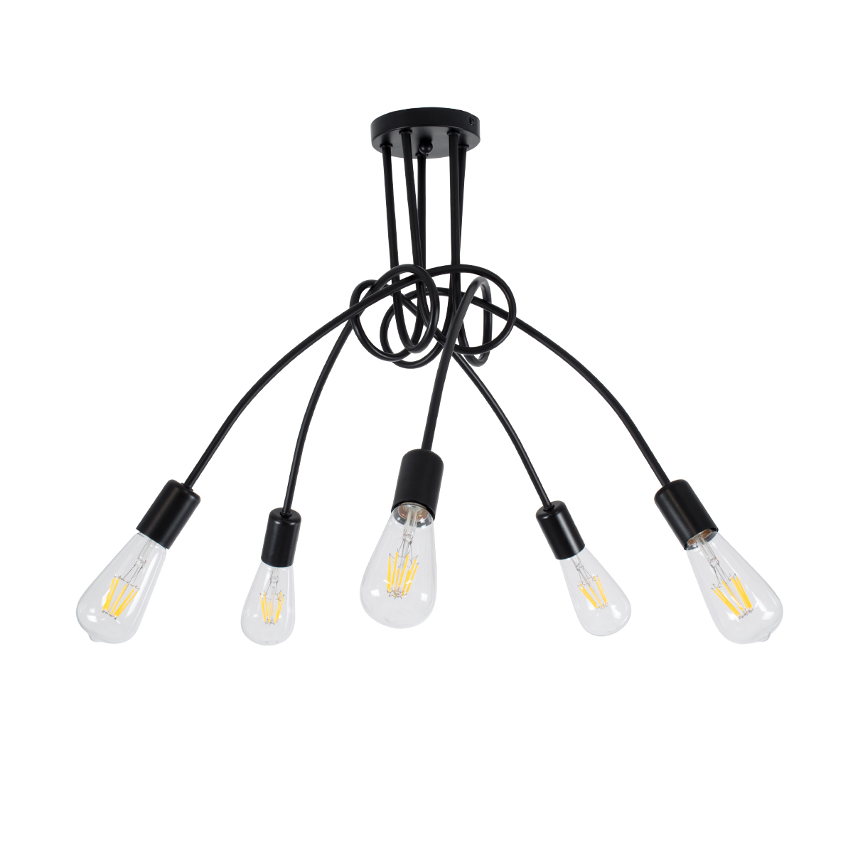 LEDTM® PAULELI 01127 Μοντέρνο Φωτιστικό Οροφής με Ντουί 5 x E27 AC 220-240V IP20 - Μαύρο - Μ76 x Π76 x Υ45cm - Image 2