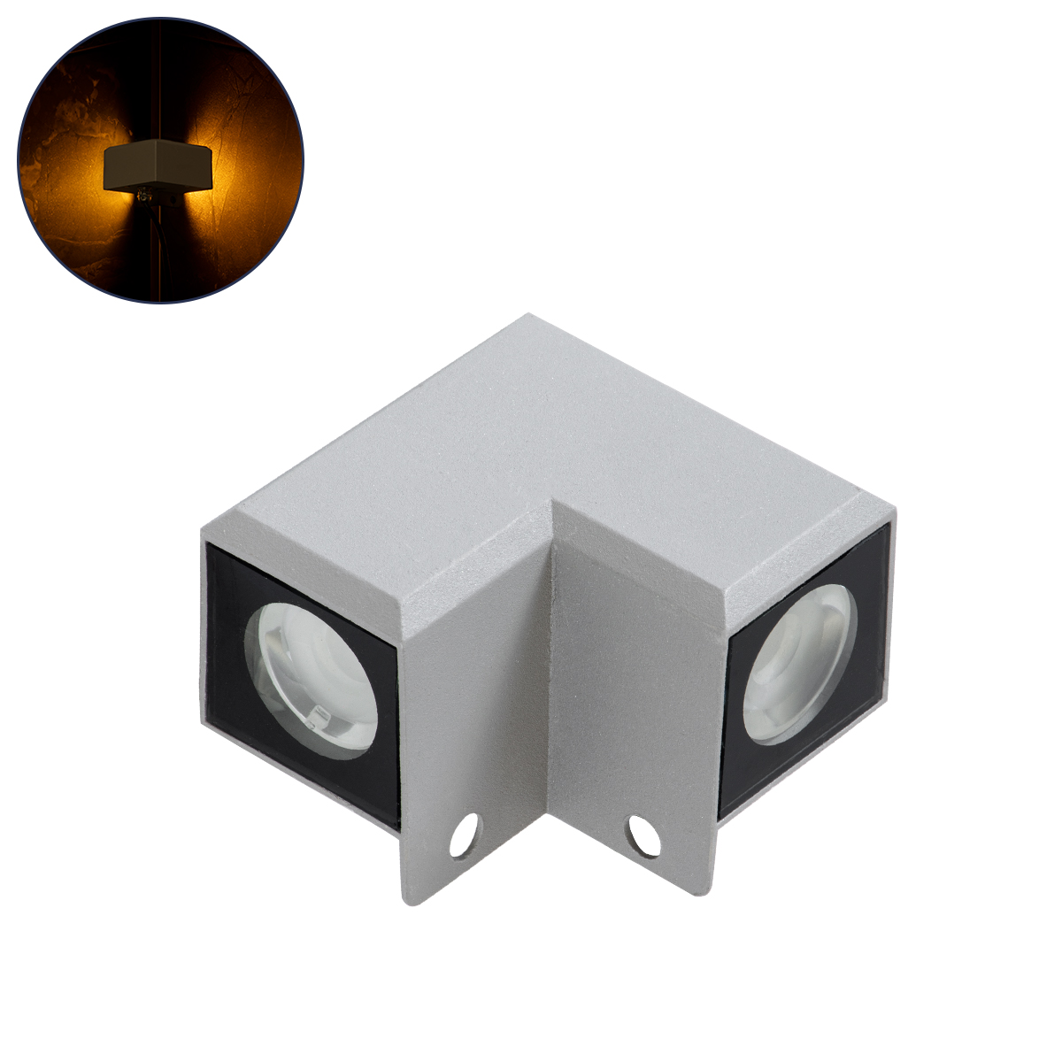 LEDTM® WALLLIGHT-DONA 90258 Φωτιστικό Γωνίας Τοίχου - Απλίκα LED 10W 850lm 10° AC 220-240V Αδιάβροχο IP66 Μ8.2 x Π8.2 x Υ6cm Αρχιτεκτονικό Πορτοκαλί 2200K - Γκρι - 3 Years Warranty - Image 2