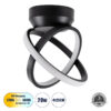 LEDTM® AMELIA 61052 Μοντέρνο Φωτιστικό Οροφής LED 20W 2400lm 300° AC 220-240V IP20 Ρυθμιζόμενο Λευκό CCT με On/Off 2700K/4500K/6000K - Lumileds SMD Chip - Μαύρο Ματ - Μ24.5 x Π16 x Υ25cm - 3 Χρόνια Εγγύηση - Image 2