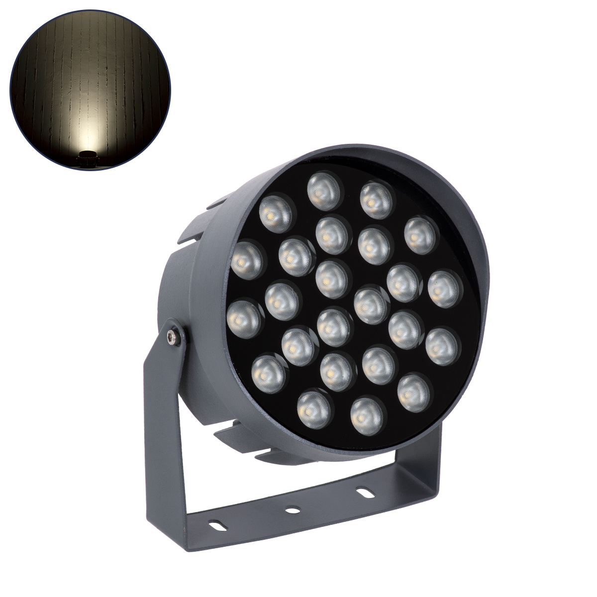 LEDTM® FLOODNIGMA 90379 Προβολέας Σποτ Wall Washer με Αντιθαμβωτική Γρίλια LED 24W 2280lm 30° DC 24V Αδιάβροχο IP65 Φυσικό Λευκό 4500K Dimmable - Bridgelux SMD Chip - Γκρι Ανθρακί - Μ15 x Π15 x Υ9.1cm - 3 Χρόνια Εγγύηση - Image 2