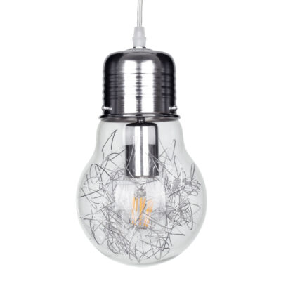 Alternative view of LEDTM® LAMP 01676 Μοντέρνο Κρεμαστό Φωτιστικό Οροφής με Ντουί 1 x E27 AC 220-240V IP20 - Ασημί & Διάφανο - Μ15 x Π15 x Υ27cm