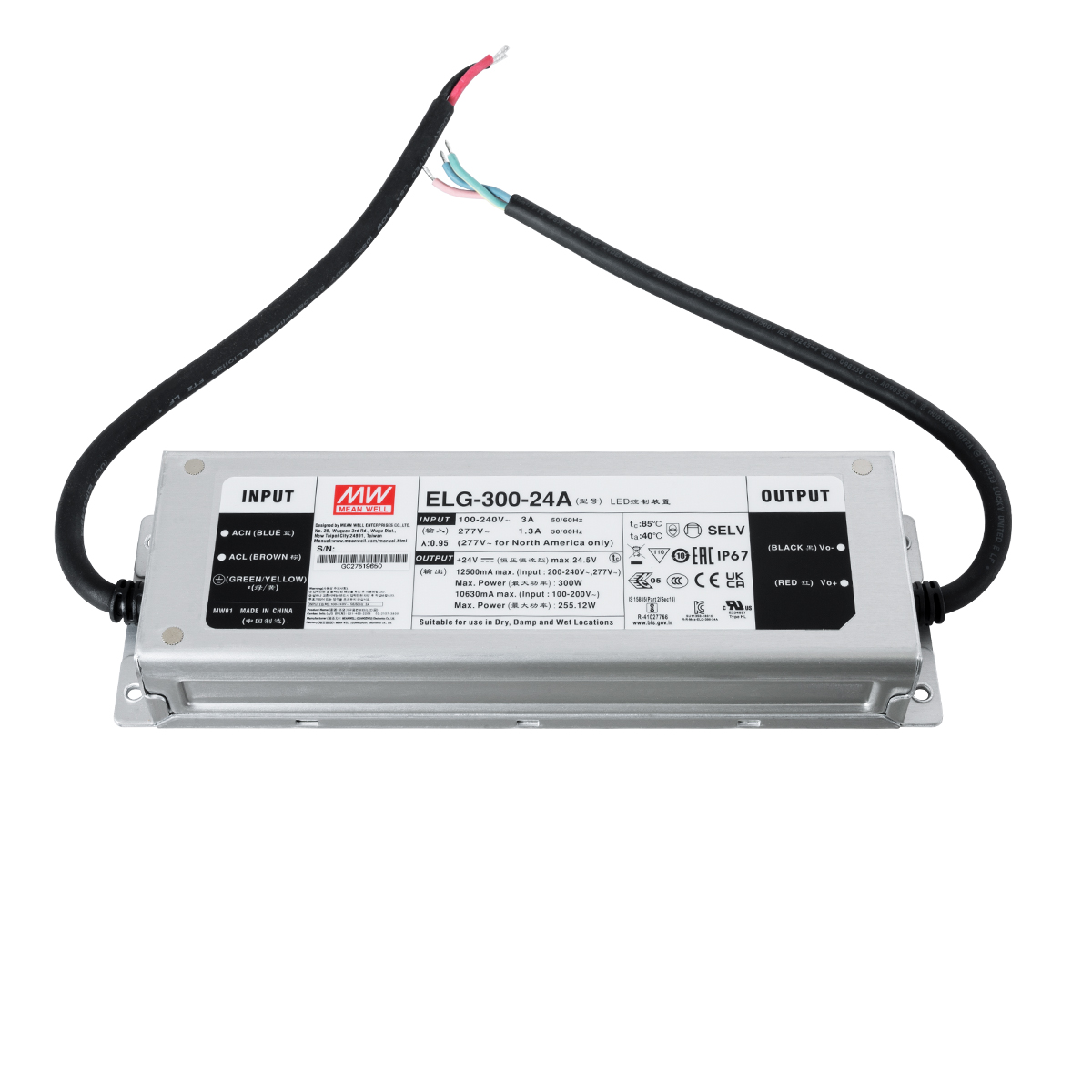 LEDTM® MEANWELL-ELG300-24A 90790 Τροφοδοτικό/Μετασχηματιστής Class I SELV 300W 12.5A AC 220-240V σε DC 24V Αδιάβροχο IP67 - Ρυθμιζόμενo από DC 22.4V έως DC 25.6V - Ασημί - Μ24.6 x Π7.7 x Υ3.9cm - 3 Χρόνια Εγγύηση - Image 4
