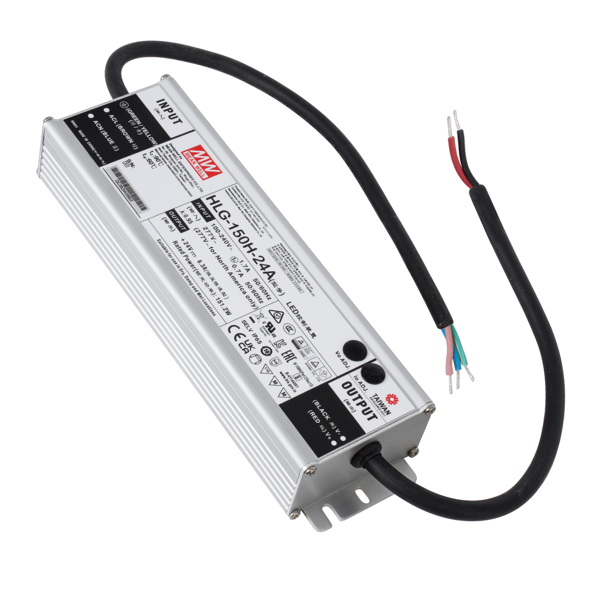 LEDTM® MEANWELL-HLG-150H-24A 90785 Τροφοδοτικό/Μετασχηματιστής SELV 150W 6.25A DC 24V Αδιάβροχο IP65 - AC 220-240V σε DC 24V - Μ22.8 x Π6.8 x Υ4cm - 3 Χρόνια Εγγύηση - Image 2