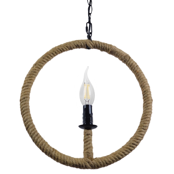 LEDTM® LINDELL 10001111 Vintage Κρεμαστό Φωτιστικό Οροφής με Ντουί 1 x E14 AC 220-240V IP20 - Μπεζ & Μαύρο - Μ37 x Π2.5 x Υ37cm - Image 2