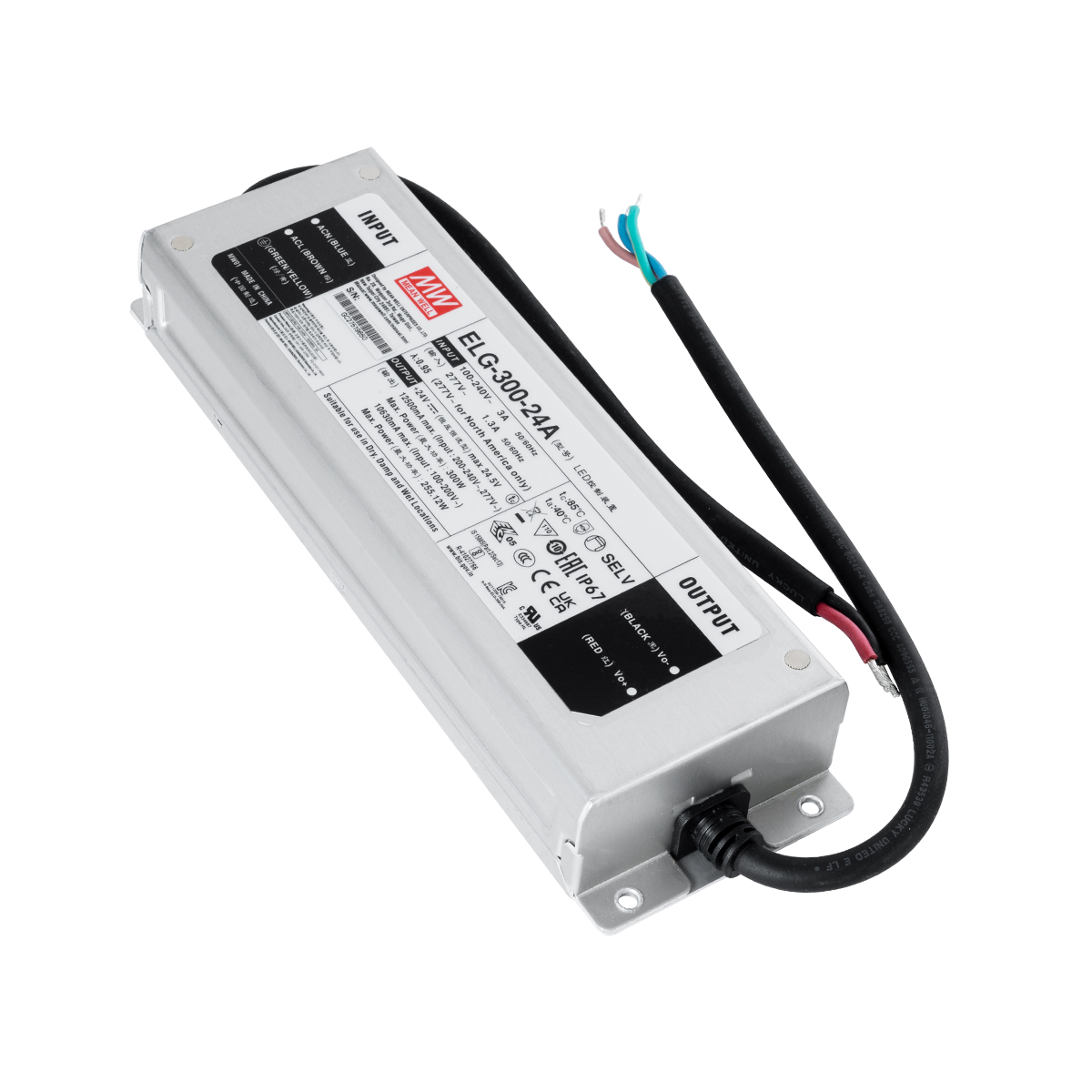 LEDTM® MEANWELL-ELG300-24A 90790 Τροφοδοτικό/Μετασχηματιστής Class I SELV 300W 12.5A AC 220-240V σε DC 24V Αδιάβροχο IP67 - Ρυθμιζόμενo από DC 22.4V έως DC 25.6V - Ασημί - Μ24.6 x Π7.7 x Υ3.9cm - 3 Χρόνια Εγγύηση - Image 2