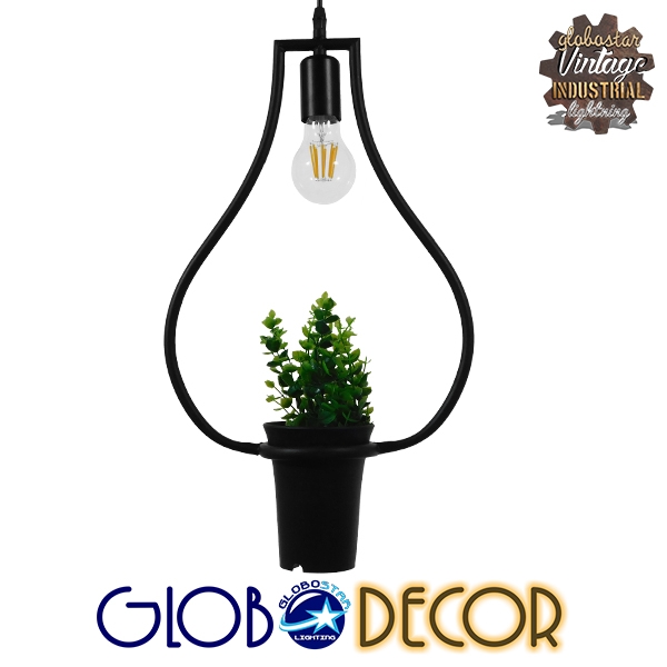 LEDTM® FLOWERPOT 10001210 Μοντέρνο Κρεμαστό Φωτιστικό Οροφής με Ντουί 1 x E27 AC 220-240V IP20 - Μαύρο & Πράσινο - Μ27 x Π27 x Υ40cm - Image 3