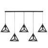 LEDTM® TRIANGLE 00608 Μοντέρνο Κρεμαστό Φωτιστικό Οροφής με Ντουί 5 x E27 AC 220-240V IP20 - Μαύρο - Μ170 x Π22 x Y130cm - Image 2