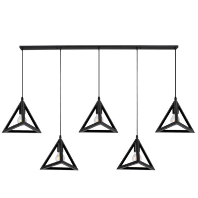 Alternative view of LEDTM® TRIANGLE 00608 Μοντέρνο Κρεμαστό Φωτιστικό Οροφής με Ντουί 5 x E27 AC 220-240V IP20 - Μαύρο - Μ170 x Π22 x Y130cm