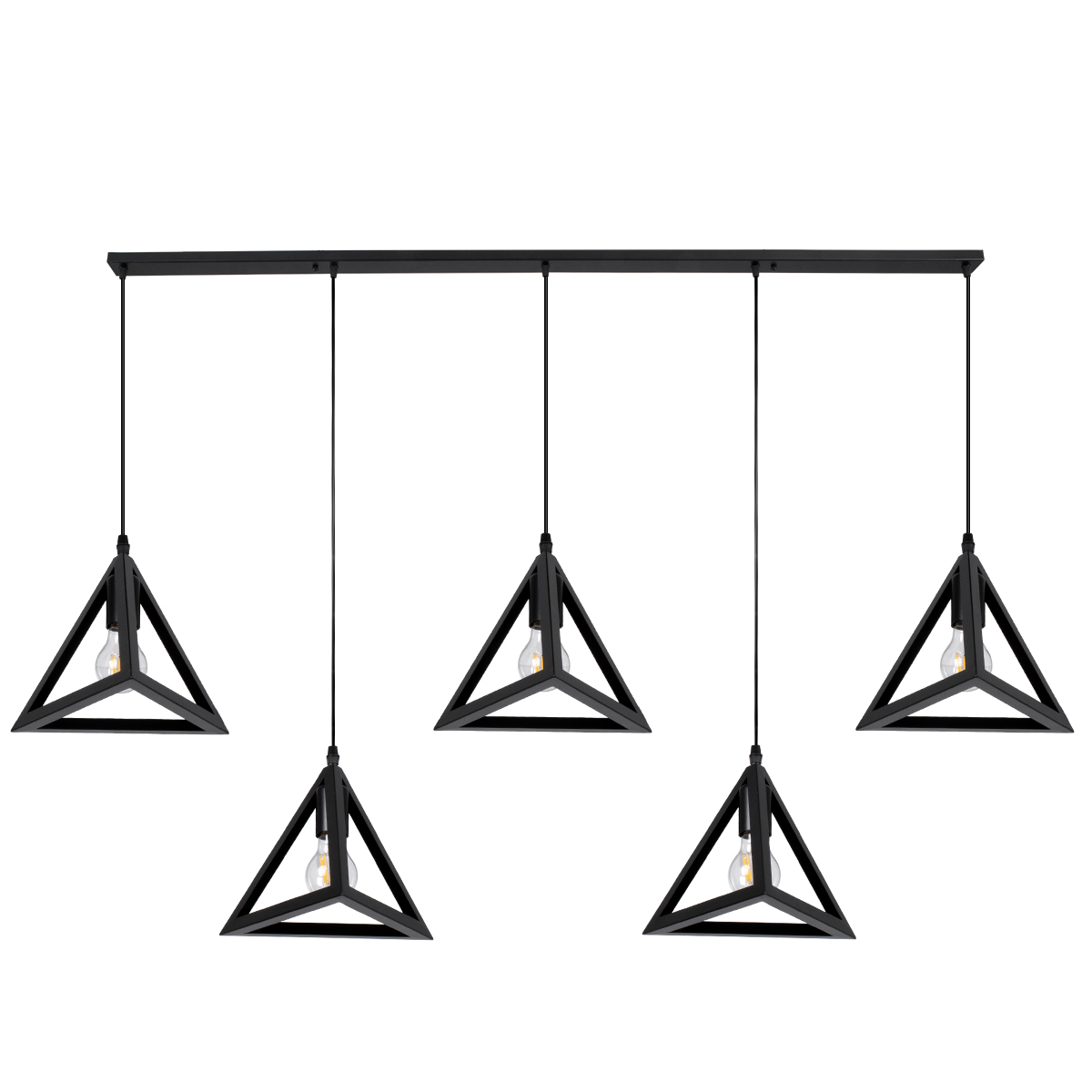LEDTM® TRIANGLE 00608 Μοντέρνο Κρεμαστό Φωτιστικό Οροφής με Ντουί 5 x E27 AC 220-240V IP20 - Μαύρο - Μ170 x Π22 x Y130cm - Image 2