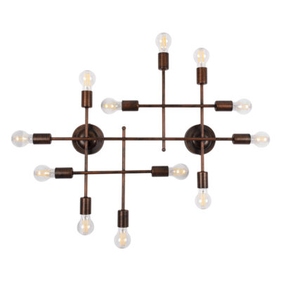Alternative view of LEDTM® PIPING 00668 Vintage Φωτιστικό Τοίχου - Απλίκα με Ντουί 12 x E27 AC 220-240V IP20 - Χάλκινο - Μ78.5 x Π9.5 x Υ64cm