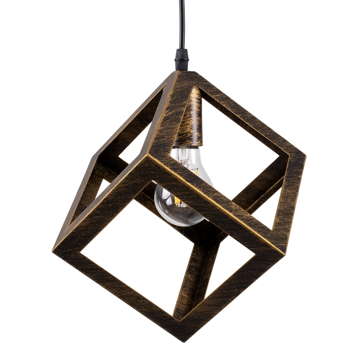 LEDTM® CUBE 00803 Μοντέρνο Κρεμαστό Φωτιστικό Οροφής με Ντουί 1 x E27 AC 220-240V IP20 - Χάλκινο Εφέ Σκουριάς - Μ25 x Π25 x Υ25cm - Image 2