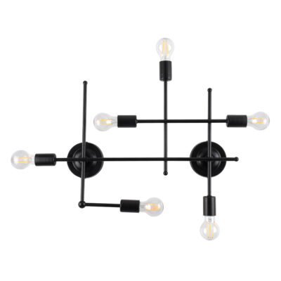 Alternative view of LEDTM® PIPING 00664 Vintage Φωτιστικό Τοίχου - Απλίκα με Ντουί 6 x E27 AC 220-240V IP20 - Μαύρο - Μ66 x Π9.5 x Υ49cm