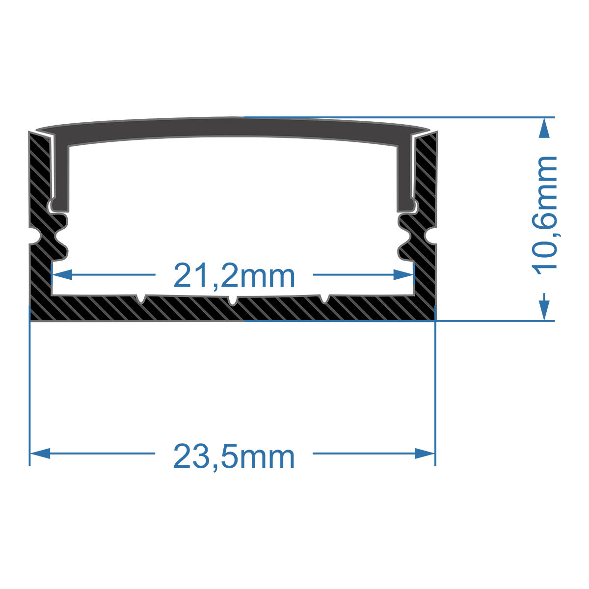 LEDTM® SURFACE-PROFILE 70810-3M Προφίλ Αλουμινίου - Βάση & Ψύκτρα Ταινίας LED με Μαύρο Φιμέ Κάλυμμα - Επιφανειακή Χρήση - Πατητό Κάλυμμα - Μαύρο - 3 Μέτρα - Πακέτο 5 Τεμαχίων - Μ300 x Π2.4 x Υ1.1cm - Image 5