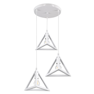 Alternative view of LEDTM® TRIANGLE 00617 Μοντέρνο Κρεμαστό Φωτιστικό Οροφής με Ντουί 3 x E27 AC 220-240V IP20 - Λευκό - Μ49 x Π49 x Y130cm