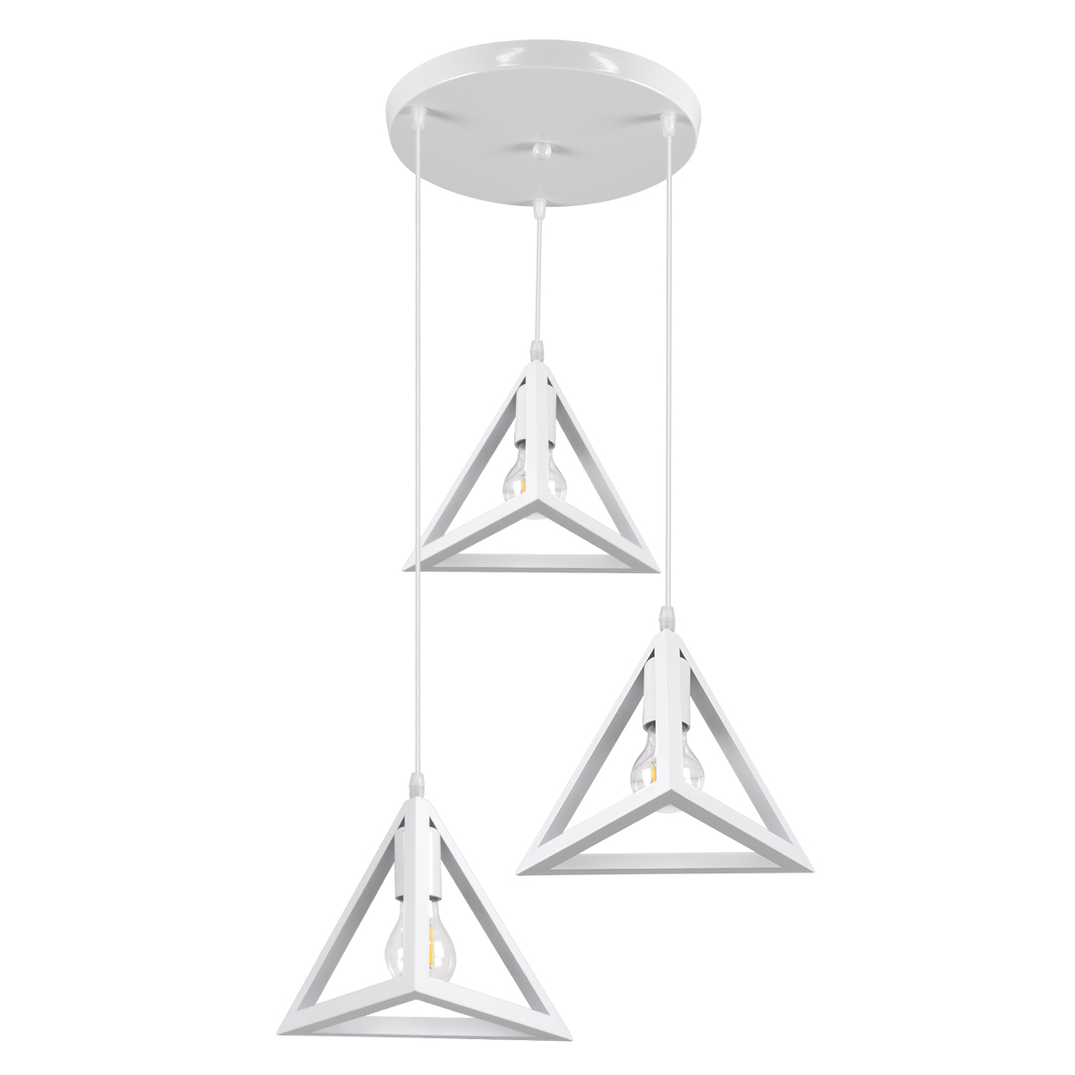LEDTM® TRIANGLE 00617 Μοντέρνο Κρεμαστό Φωτιστικό Οροφής με Ντουί 3 x E27 AC 220-240V IP20 - Λευκό - Μ49 x Π49 x Y130cm - Image 2