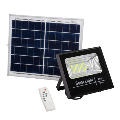 Alternative view of LEDTM® HERMES 71555 Προβολέας με IR Ασύρματο Χειριστήριο LED 40W 2000lm 120° DC 5V με Φωτοβολταϊκό Panel 5V 6W & Επαναφορτιζόμενη Μπαταρία Li-ion 3.2V 5000mAh Αδιάβροχο IP66 Ψυχρό Λευκό 6000K Dimmable - Sanan SMD Chip - Μαύρο - Μ23 x Π19.5 x Υ5cm - 2 Χρόνια Εγγύηση
