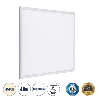 Alternative view of LEDTM® PANELETI 60210 Χωνευτό Panel Οροφής 60x60 LED 48W 4560lm 120° UGR<19 AC 220-240V IP20 Φυσικό Λευκό 4500K - Lumileds SMD Chip & TÜV SÜD Driver - Λευκό Γαλακτερό - Μ60 x Π60 x Υ1.5cm / Q56 x 56cm - 5 Χρόνια Εγγύηση
