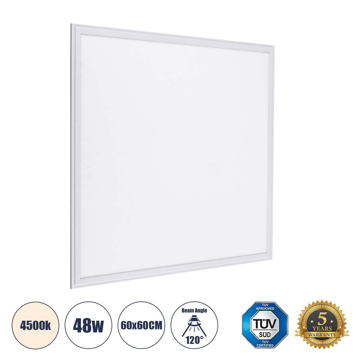 LEDTM® PANELETI 60210 Χωνευτό Panel Οροφής 60x60 LED 48W 4560lm 120° UGR<19 AC 220-240V IP20 Φυσικό Λευκό 4500K - Lumileds SMD Chip & TÜV SÜD Driver - Λευκό Γαλακτερό - Μ60 x Π60 x Υ1.5cm / Q56 x 56cm - 5 Χρόνια Εγγύηση - Image 2