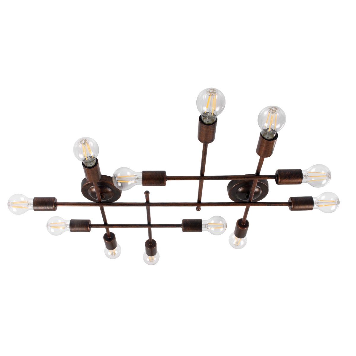 LEDTM® PIPING 00668-1 Vintage Φωτιστικό Οροφής με Ντουί 12 x E27 AC 220-240V IP20 - Χάλκινο - Μ78.5 x Π9.5 x Υ64cm - Image 2