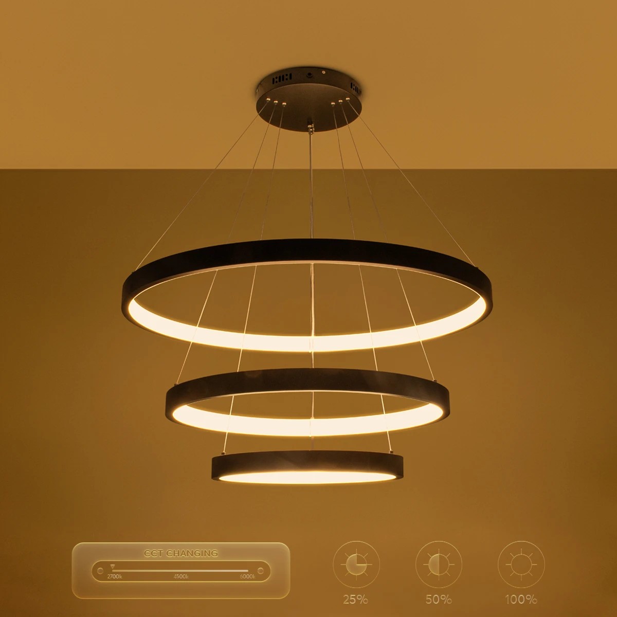 kelvo® NEMESIS KLV-101-0220-V2 Κρεμαστό Φωτιστικό Οροφής LED 120W 12000lm 180° AC 220-240V IP20 Ρυθμιζόμενο Λευκό CCT με Χειριστήριο από 2700K έως 6000K Dimmable - Lumileds SMD Chip - Μαύρο Ματ - Μ80 x Π80 x Υ80cm - 3 Χρόνια Εγγύηση - Image 13