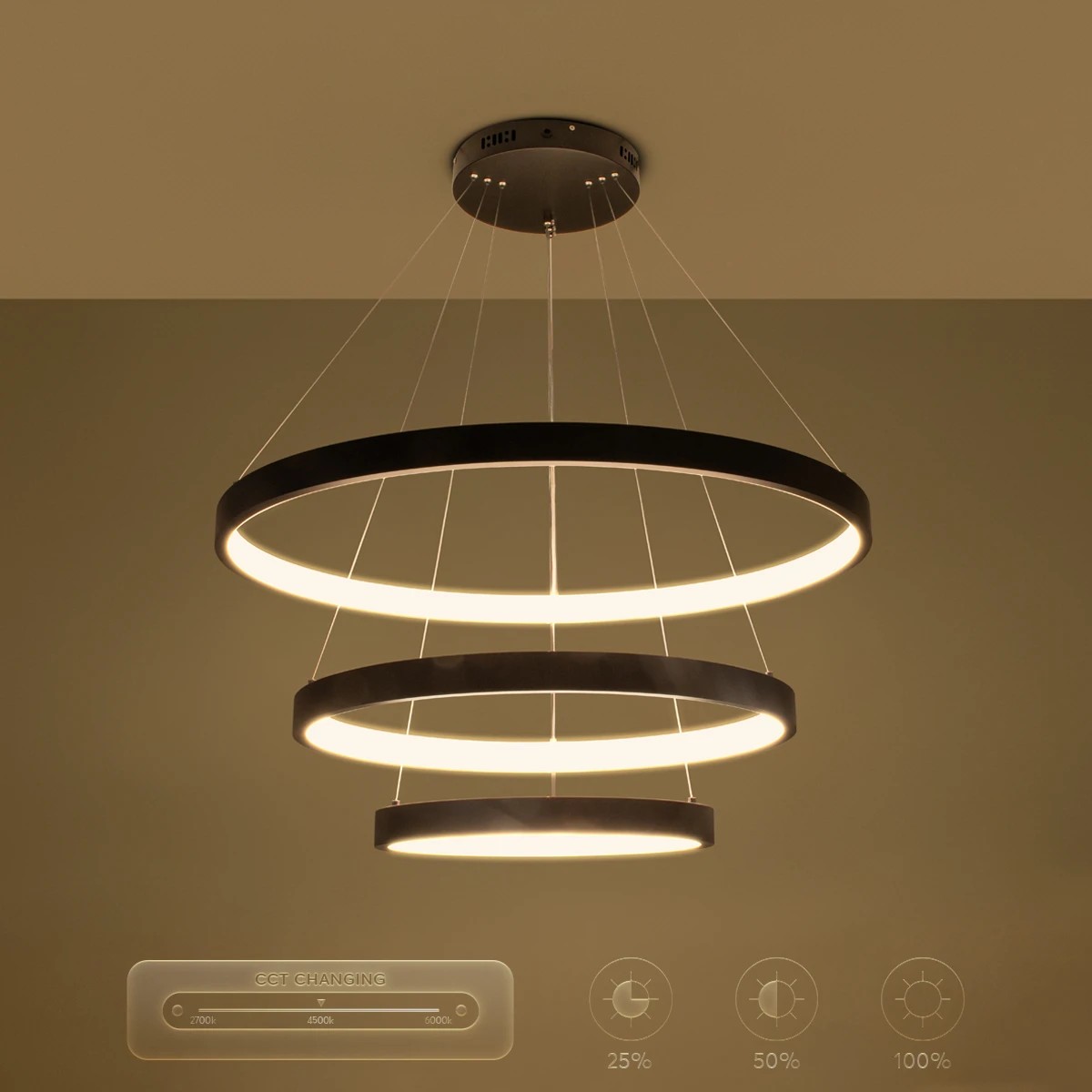 kelvo® NEMESIS KLV-101-0220-V2 Κρεμαστό Φωτιστικό Οροφής LED 120W 12000lm 180° AC 220-240V IP20 Ρυθμιζόμενο Λευκό CCT με Χειριστήριο από 2700K έως 6000K Dimmable - Lumileds SMD Chip - Μαύρο Ματ - Μ80 x Π80 x Υ80cm - 3 Χρόνια Εγγύηση - Image 14
