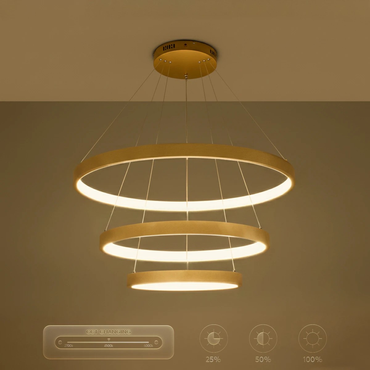 kelvo® NEMESIS KLV-101-0222-V2 Κρεμαστό Φωτιστικό Οροφής LED 120W 12000lm 180° AC 220-240V IP20 Ρυθμιζόμενο Λευκό CCT με Χειριστήριο από 2700K έως 6000K Dimmable - Lumileds SMD Chip - Χρυσό Πλατίνα - Μ80 x Π80 x Υ80cm - 3 Χρόνια Εγγύηση - Image 15