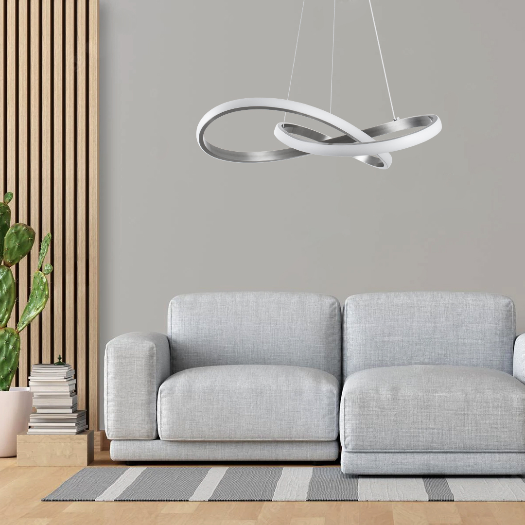 LEDTM® DEXTER 60498 Μοντέρνο Κρεμαστό Φωτιστικό Οροφής LED 72W 8064lm 300° AC 220-240V IP20 Ρυθμιζόμενο Λευκό CCT με Χειριστήριο από 2700K έως 6000K Dimmable - Lumileds SMD Chip - Νίκελ Βούρτσας - Μ56 x Π56 x Υ14cm - 3 Χρόνια Εγγύηση - Image 11