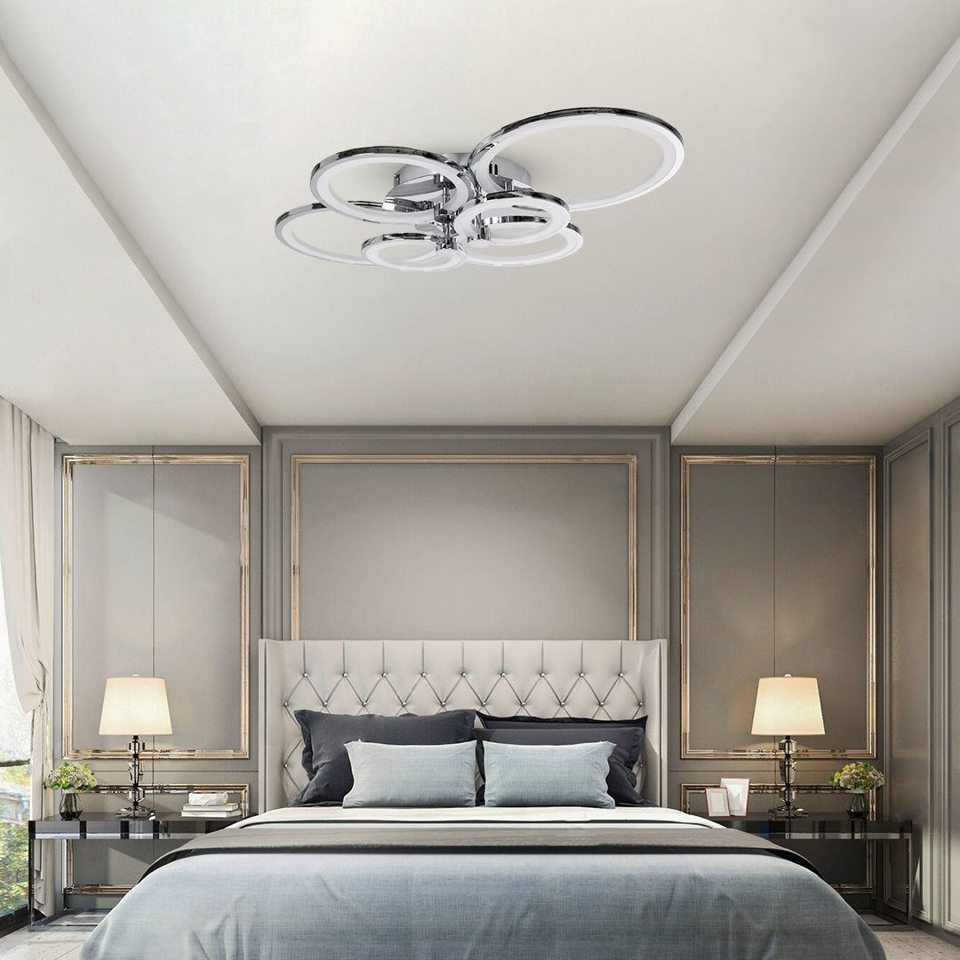 LEDTM® ROYAL-R 61324 Μοντέρνο Φωτιστικό Οροφής LED 135W 16200lm 360° AC 220-240V IP20 Ρυθμιζόμενο Λευκό CCT με Χειριστήριο από 2700K έως 6000K Dimmable - Lumileds SMD Chip - Ασημί Νίκελ - Μ80.5 x Π59 x Υ12cm - 3 Χρόνια Εγγύηση - Image 10