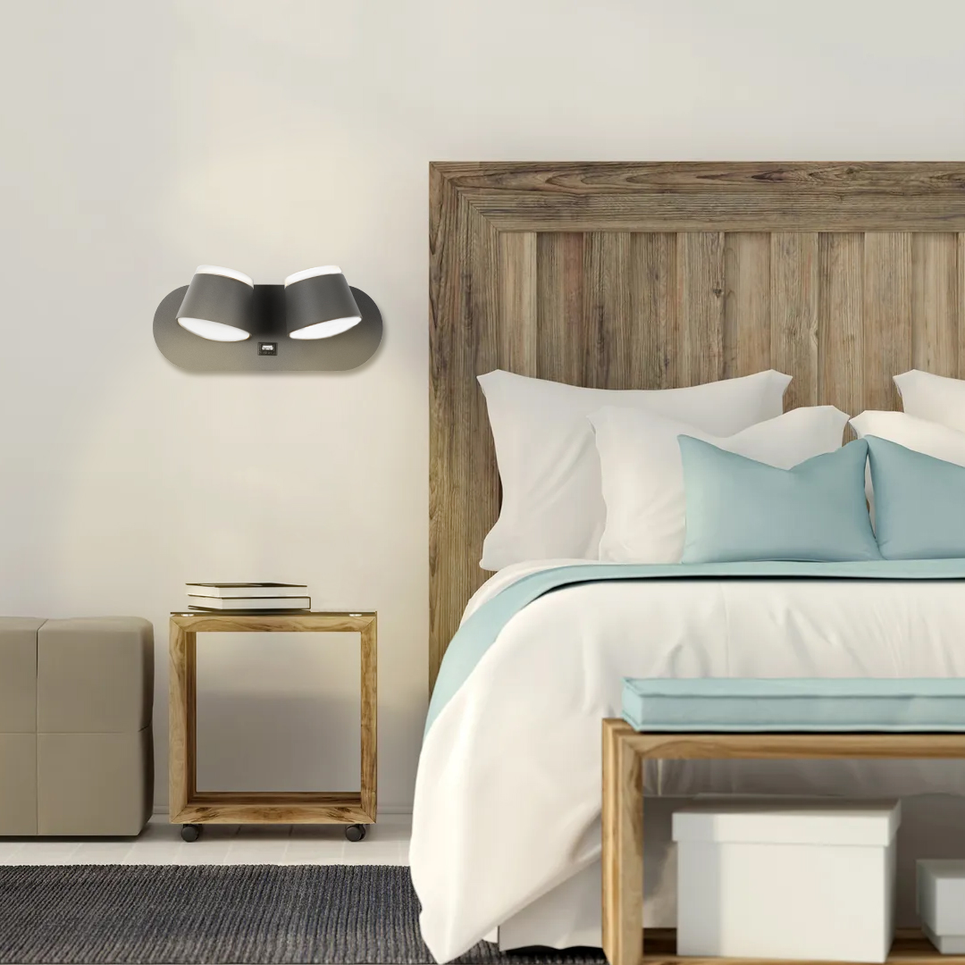 LEDTM® REGENCY 61378 Μοντέρνο Φωτιστικό Τοίχου - Απλίκα Ξενοδοχείου Reading Light με Φορτιστή USB 3A LED 16W 1840lm 120° AC 220-240V IP20 Φυσικό Λευκό 4500K - Bridgelux SMD Chip & TÜV SÜD Driver - Γκρι Ανθρακί Ματ - Μ16.5 x Π12 x Υ10cm - 3 Χρόνια Εγγύηση - Image 10