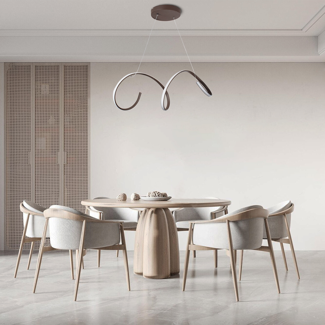 LEDTM® SPIRALE 61287 Μοντέρνο Κρεμαστό Φωτιστικό Οροφής LED 75W 8400lm 300° AC 220-240V IP20 Ρυθμιζόμενο Λευκό CCT με Χειριστήριο από 2700K έως 6000K Dimmable - Lumileds SMD Chip - Καφέ Ματ - Μ72 x Π25 x Υ30cm - 3 Χρόνια Εγγύηση - Image 9