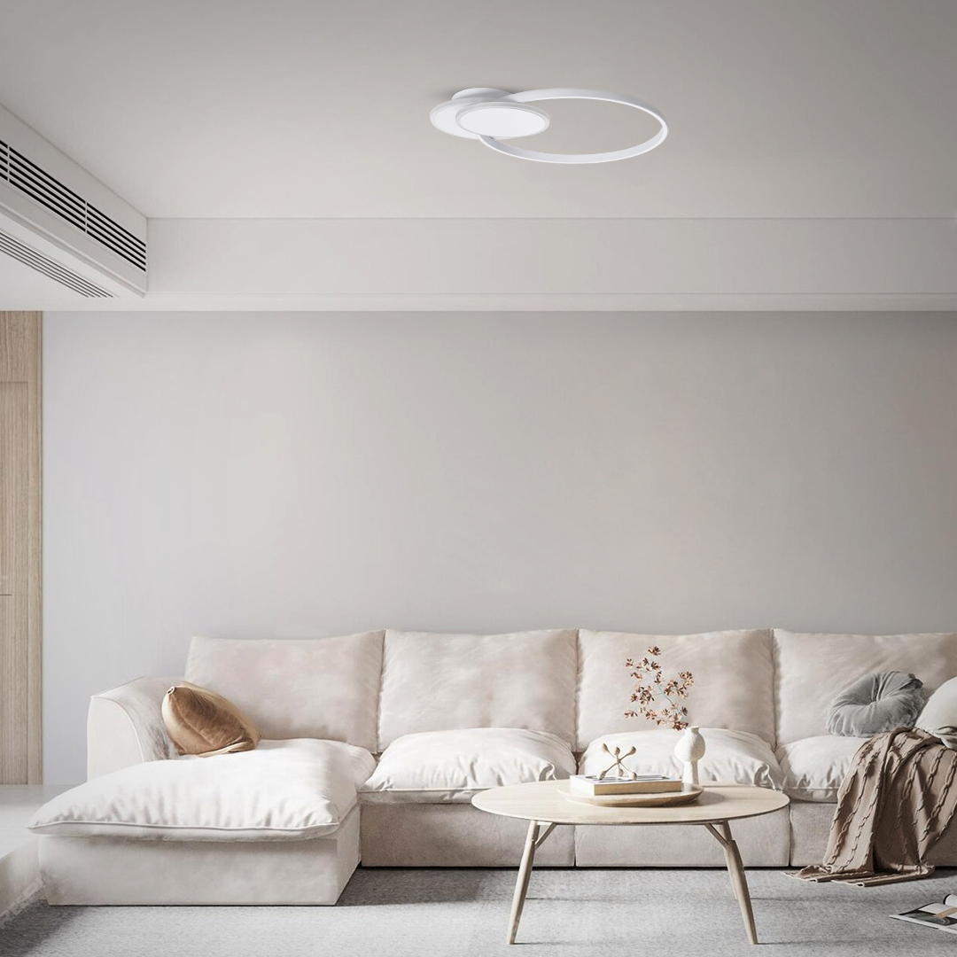 LEDTM® CIRCUO 61230 Μοντέρνο Φωτιστικό Οροφής LED 75W 8400lm 360° AC 220-240V IP20 Ρυθμιζόμενο Λευκό CCT με Χειριστήριο από 2700K έως 6000K Dimmable - Lumileds SMD Chip - Λευκό Ματ - Μ53 x Π42.5 x Υ9cm - 3 Χρόνια Εγγύηση - Image 11