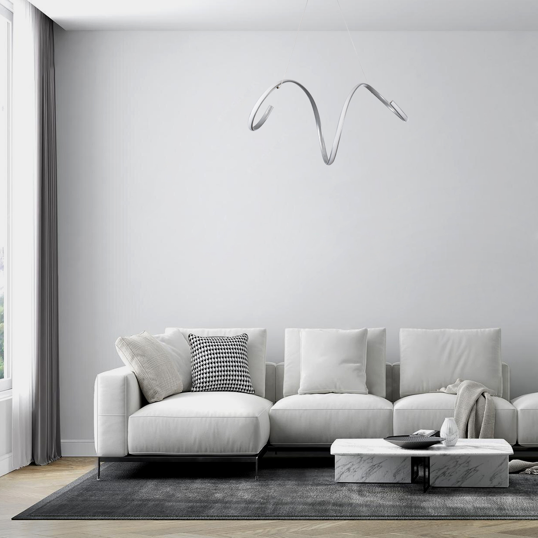 LEDTM® SPIRALE 61285 Μοντέρνο Κρεμαστό Φωτιστικό Οροφής LED 75W 8400lm 300° AC 220-240V IP20 Ρυθμιζόμενο Λευκό CCT με Χειριστήριο από 2700K έως 6000K Dimmable - Lumileds SMD Chip - Νίκελ Βούρτσας - Μ72 x Π25 x Υ30cm - 3 Χρόνια Εγγύηση - Image 9
