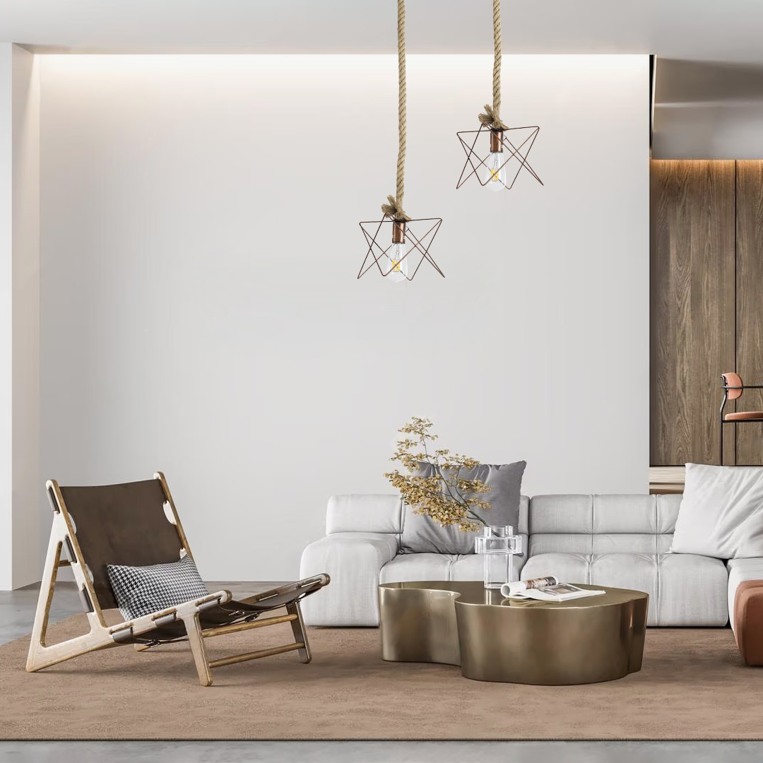 LEDTM® KAZEMI 02019 Μοντέρνο Κρεμαστό Φωτιστικό Οροφής με Ντουί 1 x E27 AC 220-240V IP20 - Χάλκινο & Μπεζ - Μ18 x Π18 x Υ17cm - Image 13