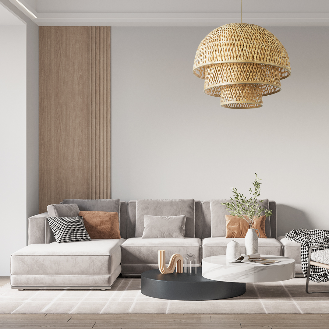 LEDTM® HIROKA 01836 Boho Κρεμαστό Φωτιστικό Οροφής με Ντουί 1 x E27 AC 220-240V IP20 - Μπεζ - Μ60 x Π60 x Υ50cm - Image 11